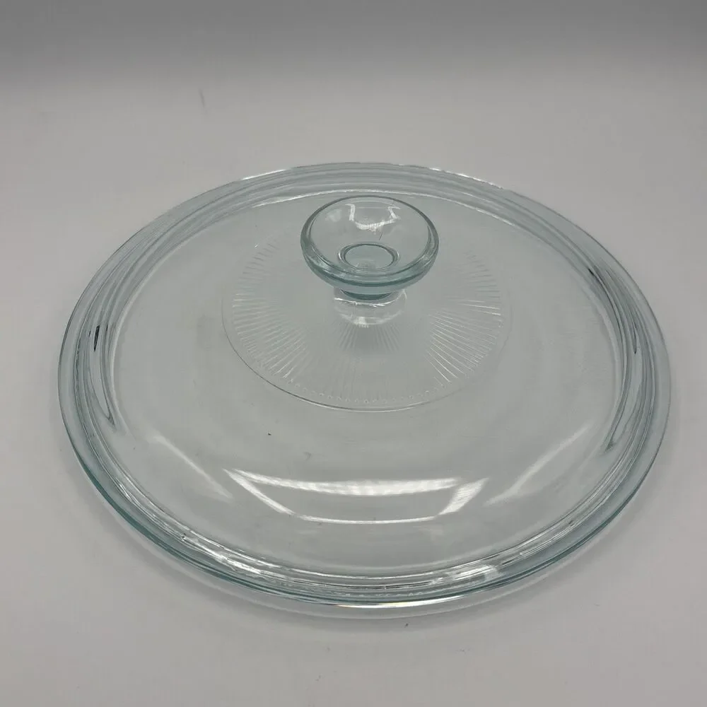 Vintage Pyrex 61C Blue Tinted Clear Glass Replacement Lid 8.75” Round 2.5 Qt